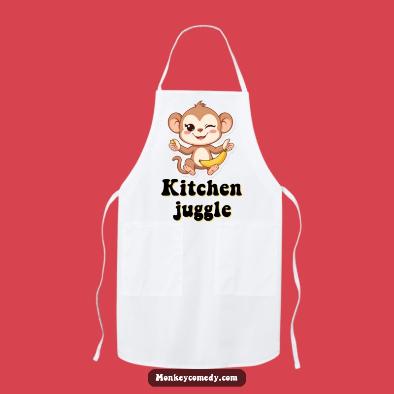 Funny Kawaii Monkey Juggling Apron - Cute Chef Monkey, Hilarious Cooking Funny Gift