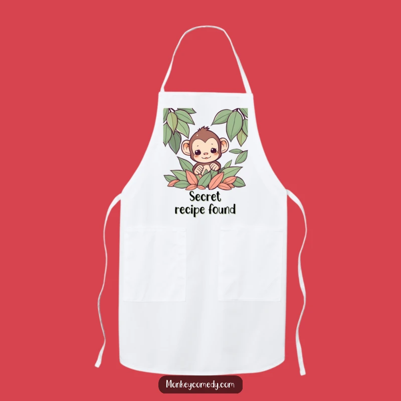 Funny Kawaii Monkey Leaf Apron: Hide and Cook Funny Gift