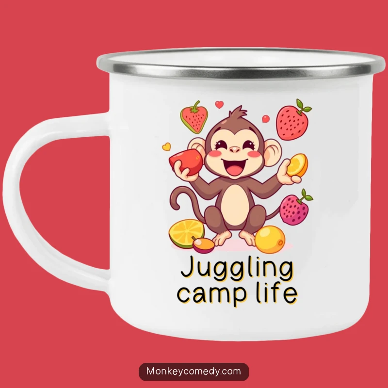 Durable Funny Kawaii Monkey Juggling Camping Mug: Playful Adventures