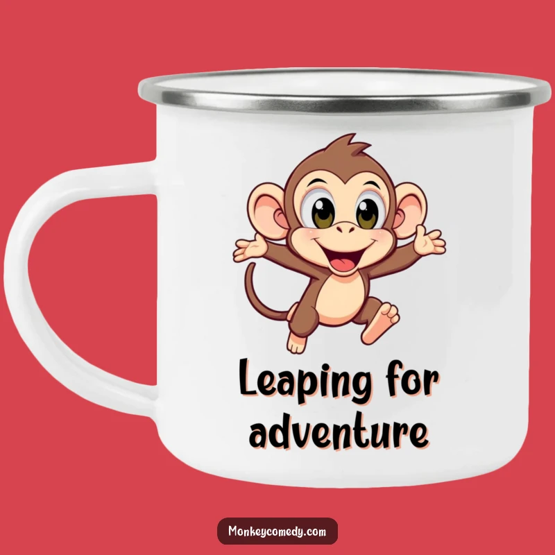 Durable Funny Kawaii Monkey Leaping Camping Mug: Energy On The Go