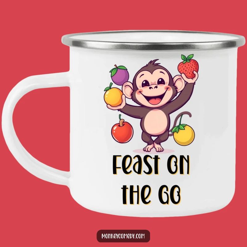 Funny Monkey Camping Mug: Jungle Juggler, Grinning Monkey Funny Gift