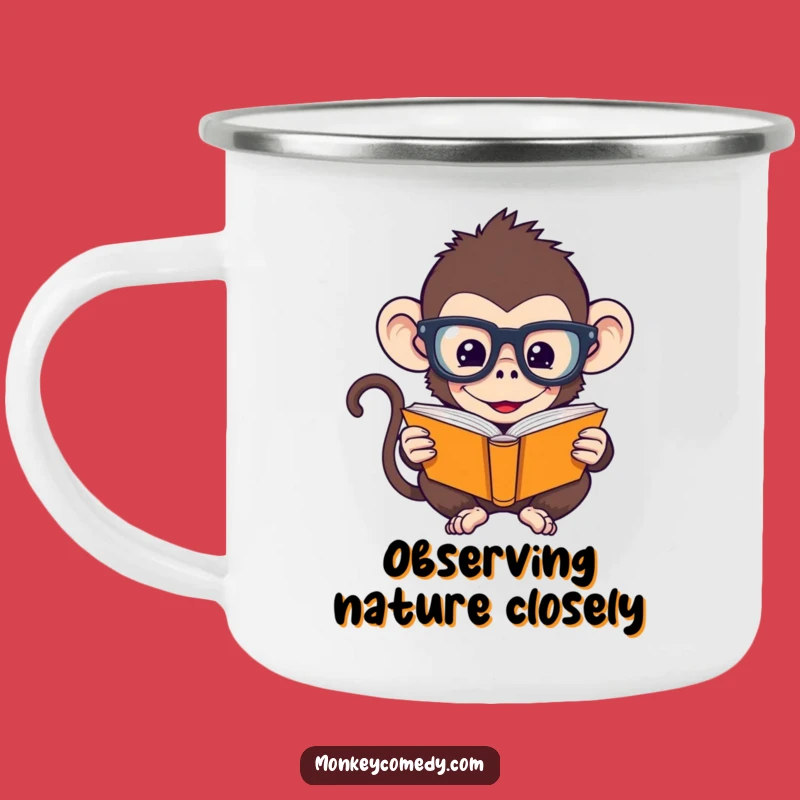 Funny Bookworm Monkey Camping Mug: Your Intellectual Companion Outdoors