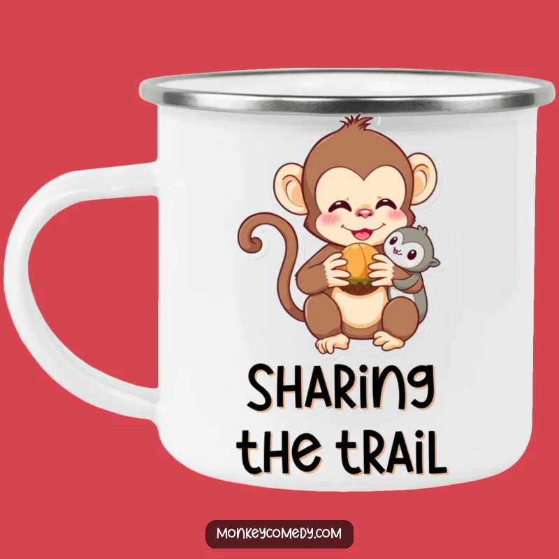 Funny Kawaii Monkey Camping Mug - Adorable Friendship Adventure Cup, Hilarious Gift!