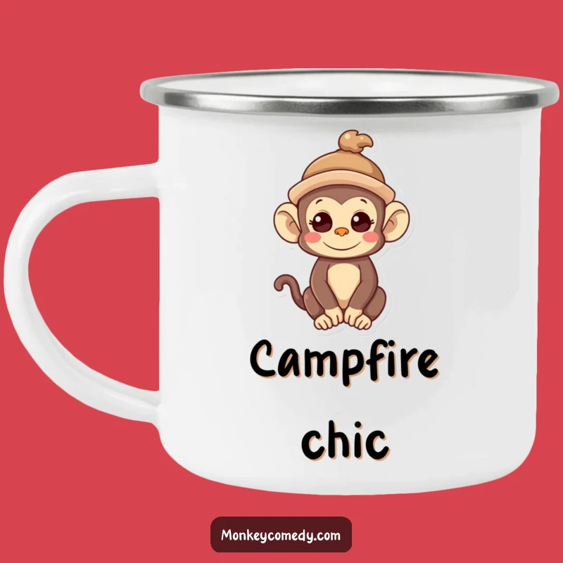Funny Kawaii Monkey Hat Camping Mug - Quirky Adventures, Adorable Hilarious Gift!