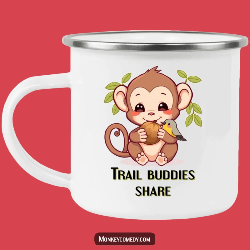 Funny Monkey & Bird Camping Mug: Durable Outdoor Drinkware for Adventure Lovers