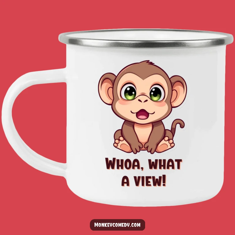 Funny Monkey Surprise Camping Mug: Adventure Fuel for Your Astonished Spirit