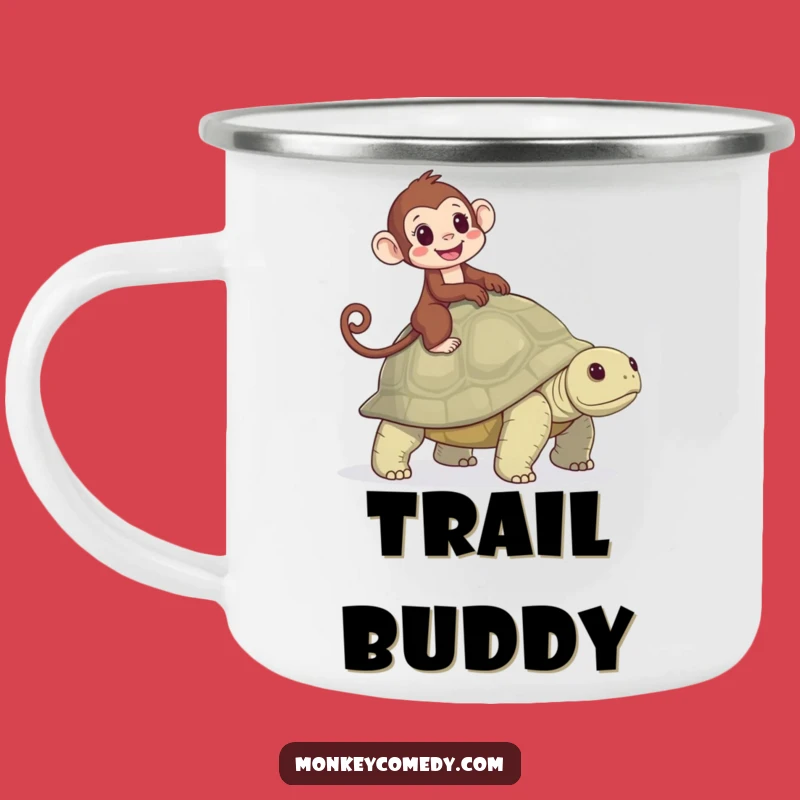 Funny Monkey Tortoise Camping Mug: Adventure Fuelled by Slow Primate Joy