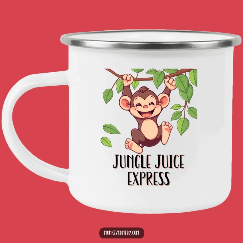 Funny Monkey Camping Mug: Swinging Primate Adventure Drinkware Gift