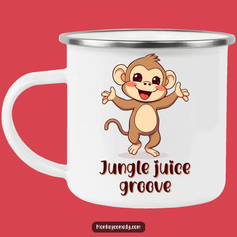 Funny Kawaii Monkey Dance Camping Mug: Silly Tail Dancing Adventures for Outdoors