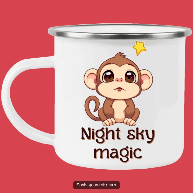 Funny Monkey Falling Star Camping Mug: Sip Your Wishes Under the Stars!