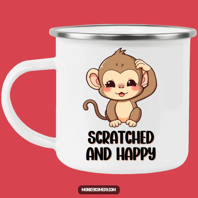 Funny Kawaii Monkey Camping Mug: Ponder Your Adventures!