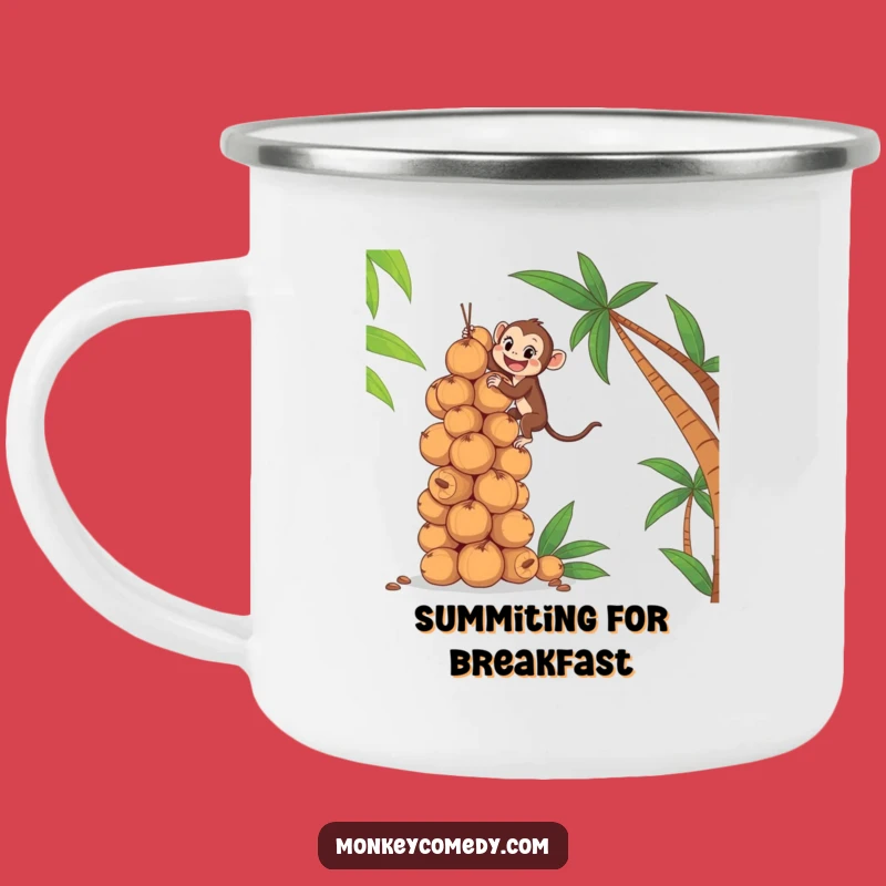 Funny Monkey Coconut Stack Camping Mug: Fuel Your Ascent and Your Thirst