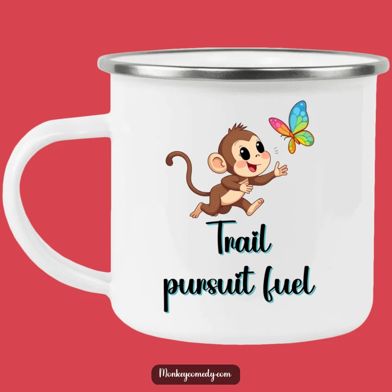 Funny Monkey Chasing Butterfly Camping Mug: Adventure Fuel for Your Wild Spirit!