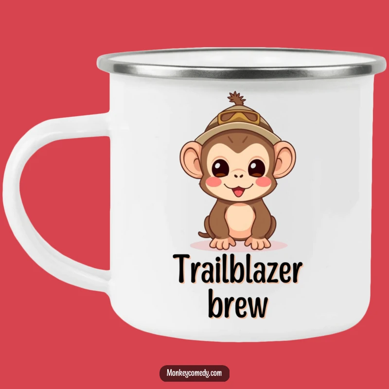 Funny Kawaii Monkey Explorer Camping Mug - Adventure Enamel Cup, Great Funny Outdoor Gift