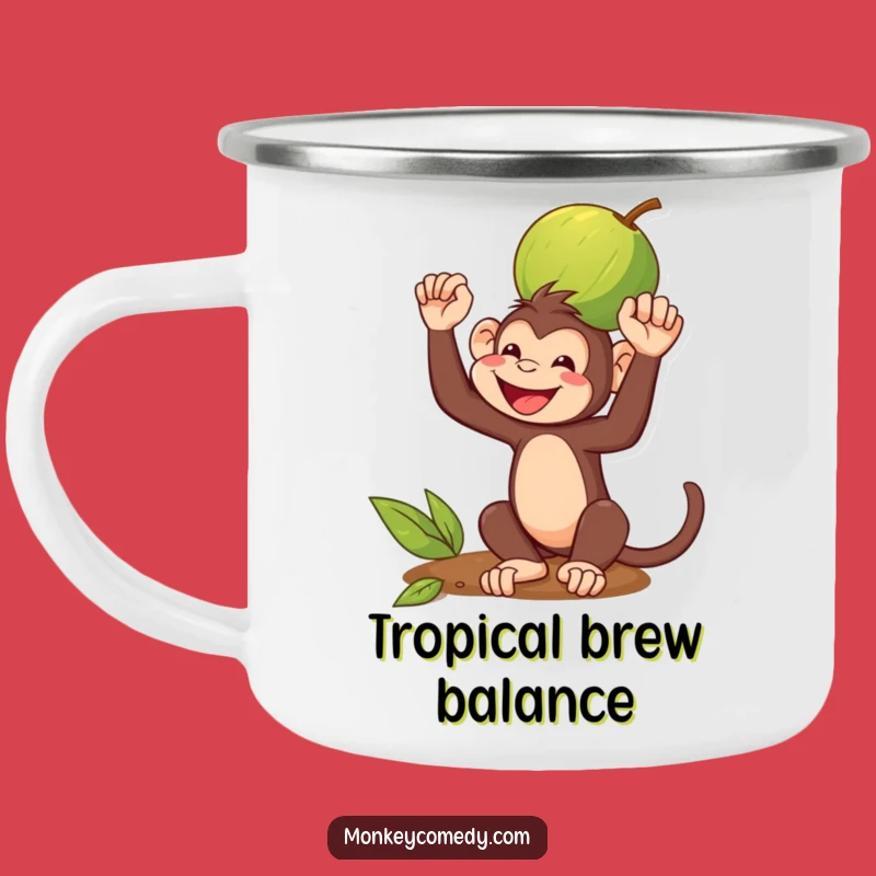Funny Monkey Coconut Camping Mug: Adventure Balanced with Humor, Perfect Funny Gift