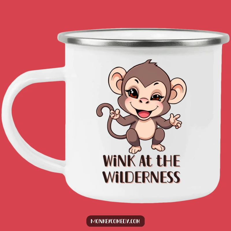 Funny Monkey Wink Camping Mug - Adventure Ready Primate Tease