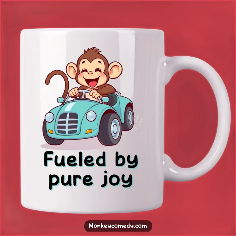 Funny Monkey Toy Car Race Mug: Hilarious Primate Speedster, Perfect Gift!