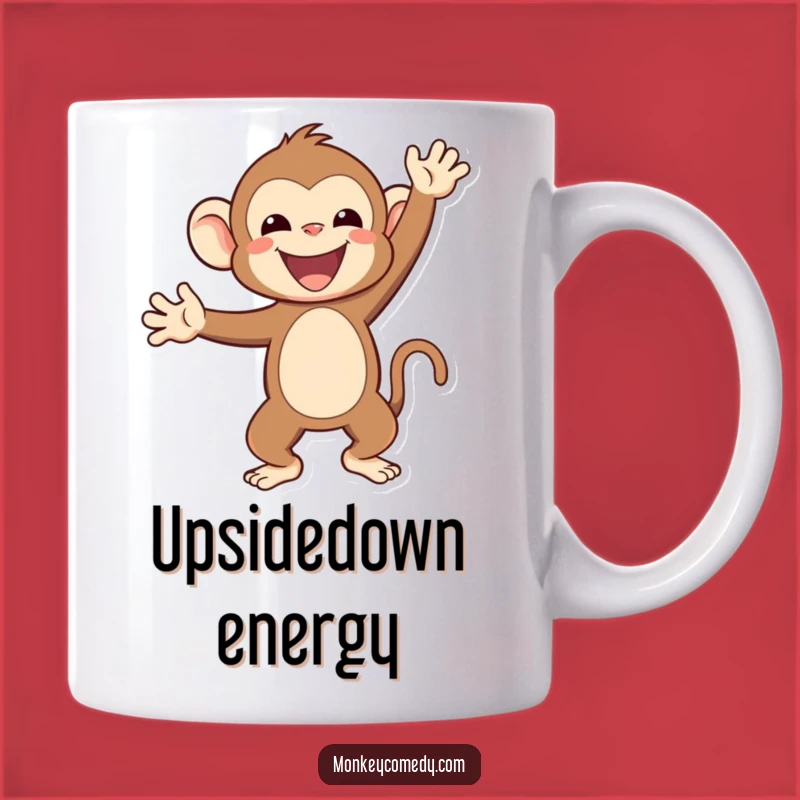 Funny Kawaii Monkey Handstand Mug: Upside-Down Fun Funny Gift