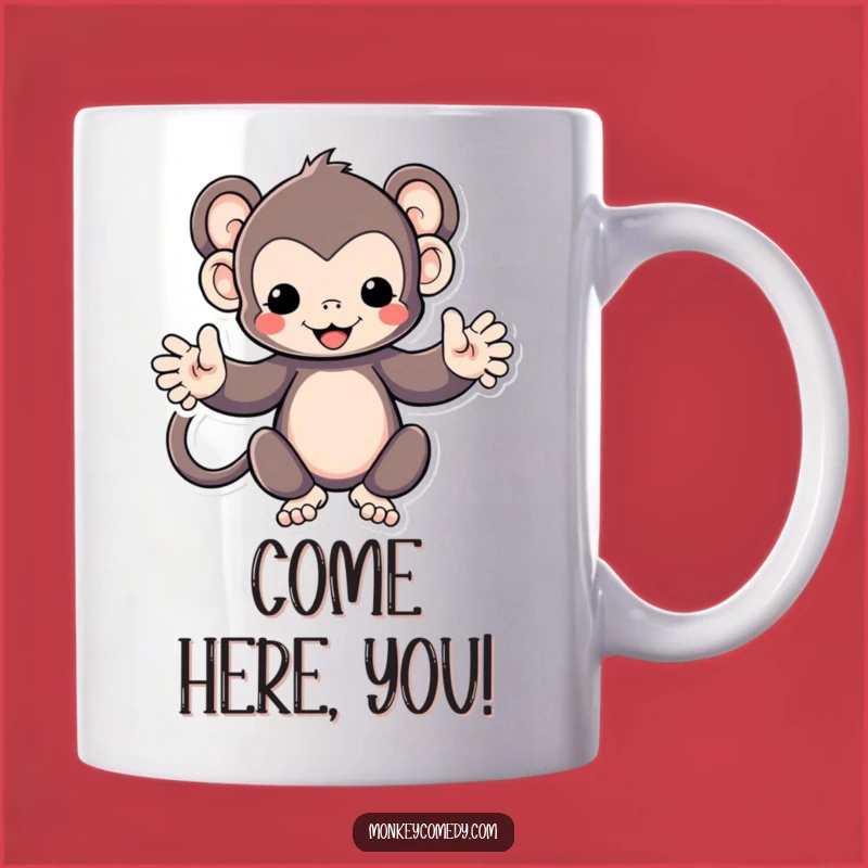 Funny Kawaii Monkey Hug Mug: Adorable Monkey Embrace Funny Gift