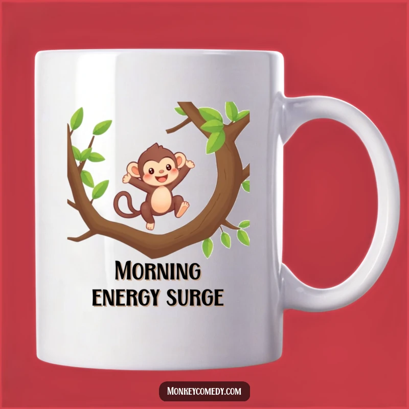 Funny Kawaii Monkey Leaping Mug - Energetic & Adorable Fun Gift for Him or Her!