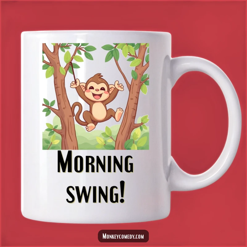 Funny Kawaii Monkey Swing Mug - Joyful Swinging Monkey Coffee Cup, Perfect Funny Gift
