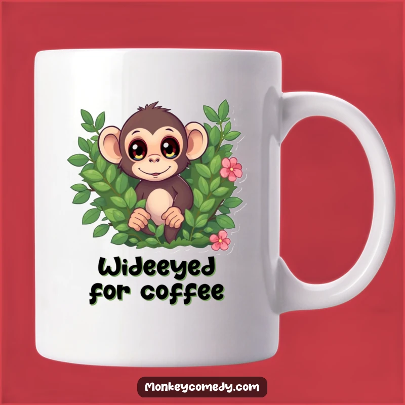 Funny Monkey Surprise Mug, Wide Eyes, Bush Peek, Jungle Humor Gift