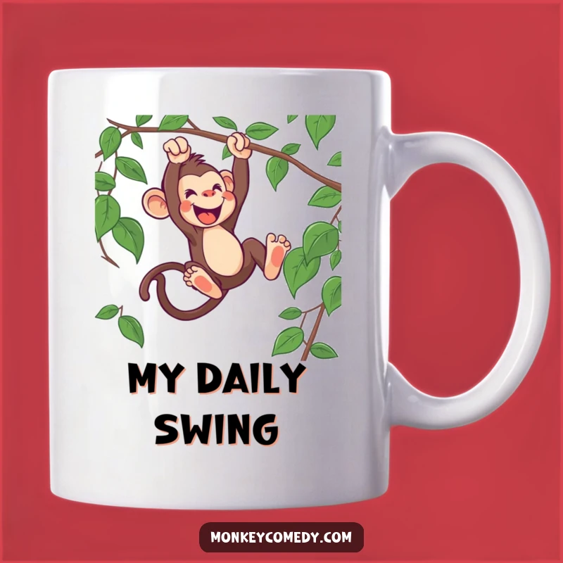 Funny Monkey Swinging Mug - Enthusiastic Primate Gift for Jungle Lovers