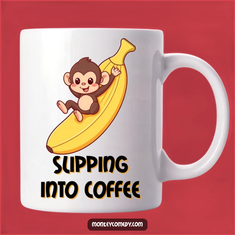 Funny Monkey Banana Mug: Slippery Slide Funny Gift Mug
