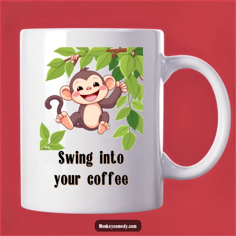 Funny Kawaii Monkey Grin Mug - Swinging Silly Fun Gift