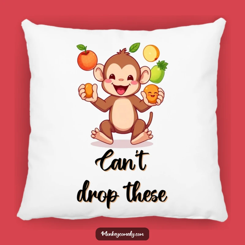 Funny Monkey Juggling Fruits Pillow - Comfy & Hilarious Home Decor