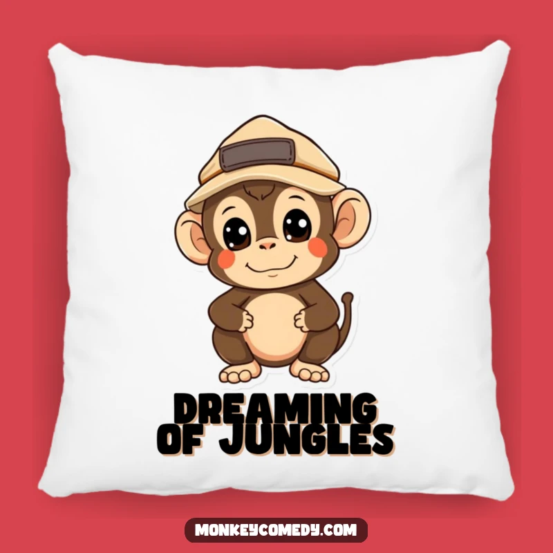 Cozy Funny Kawaii Monkey Explorer Pillow: Adventure Nap Time Comfort