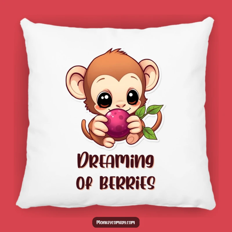 Cozy Kawaii Monkey Berry Pillow - Soft & Sweet Comfort!