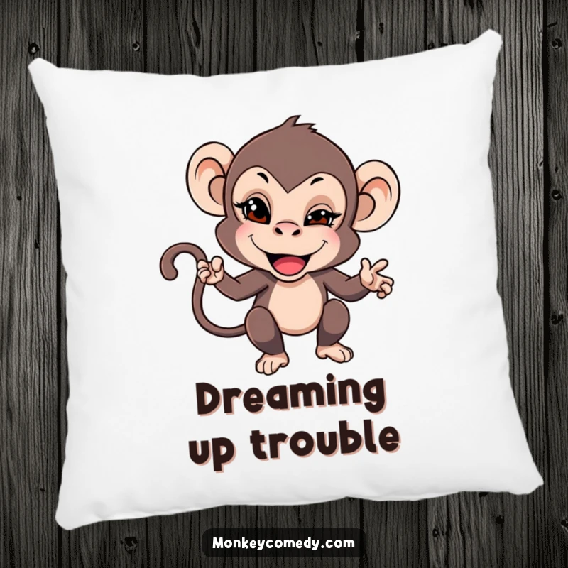 Funny pillow featuring a monkey giving a mischievous wink, perfect for adding comfort and a playful tease.