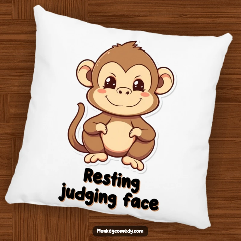 Funny Kawaii Monkey Pillow with a delightful monkey making a funny grimace, offering comfort and laughter.