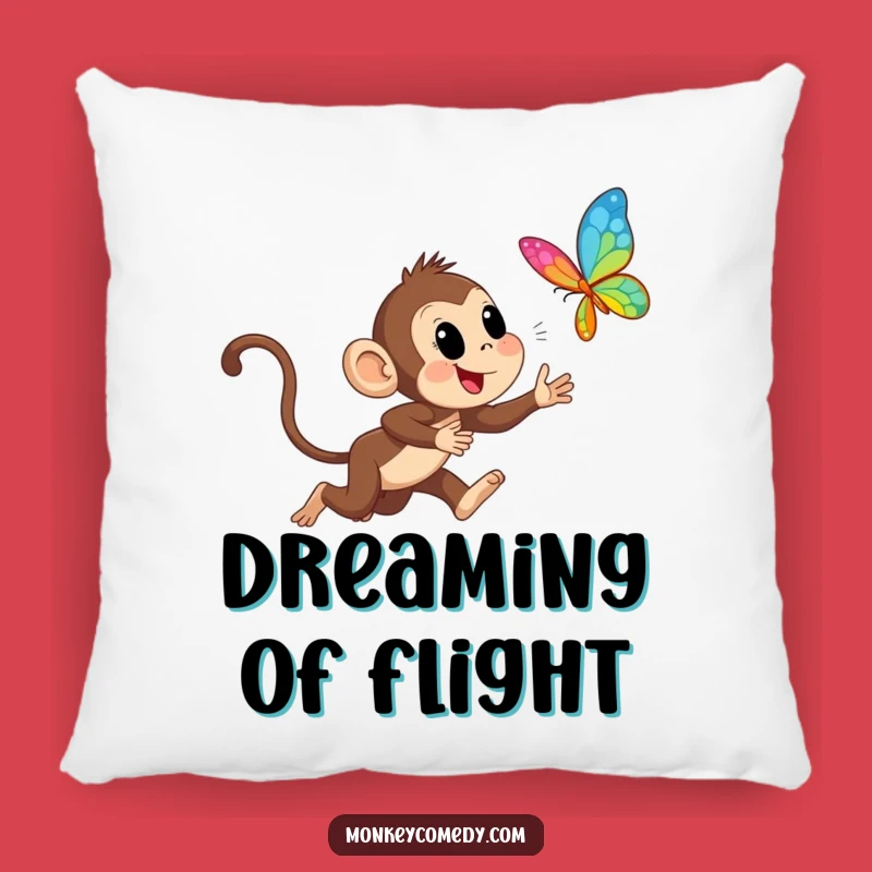 Funny Monkey Chasing Butterfly Pillow: Add Comfy Excitement to Your Space!
