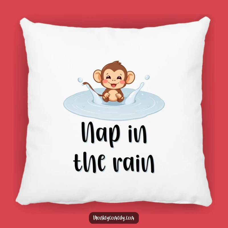 Funny Monkey Puddle Splash Pillow: Comfy & Joyful Primate Accent, Great Gift!