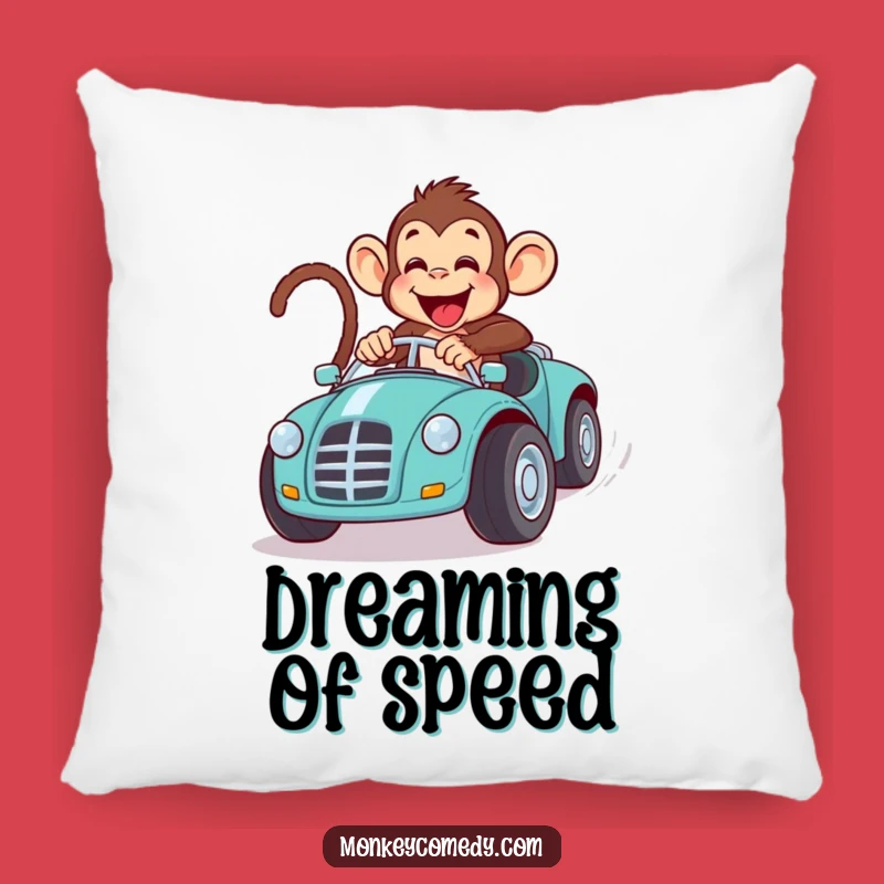 Funny Monkey Toy Car Race Pillow: Comfy & Speedy Primate Accent, Great Gift!