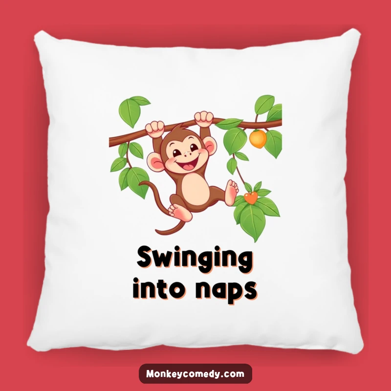 Funny Swinging Monkey Pillow - Cozy Grinning Jungle Cushion, Perfect Gift