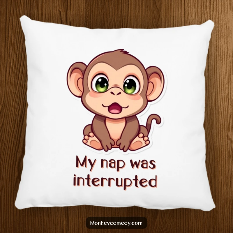 Funny Monkey Pillow featuring a monkey with wide, surprised eyes, offering comfort and a dose of comical astonishment to your home.
