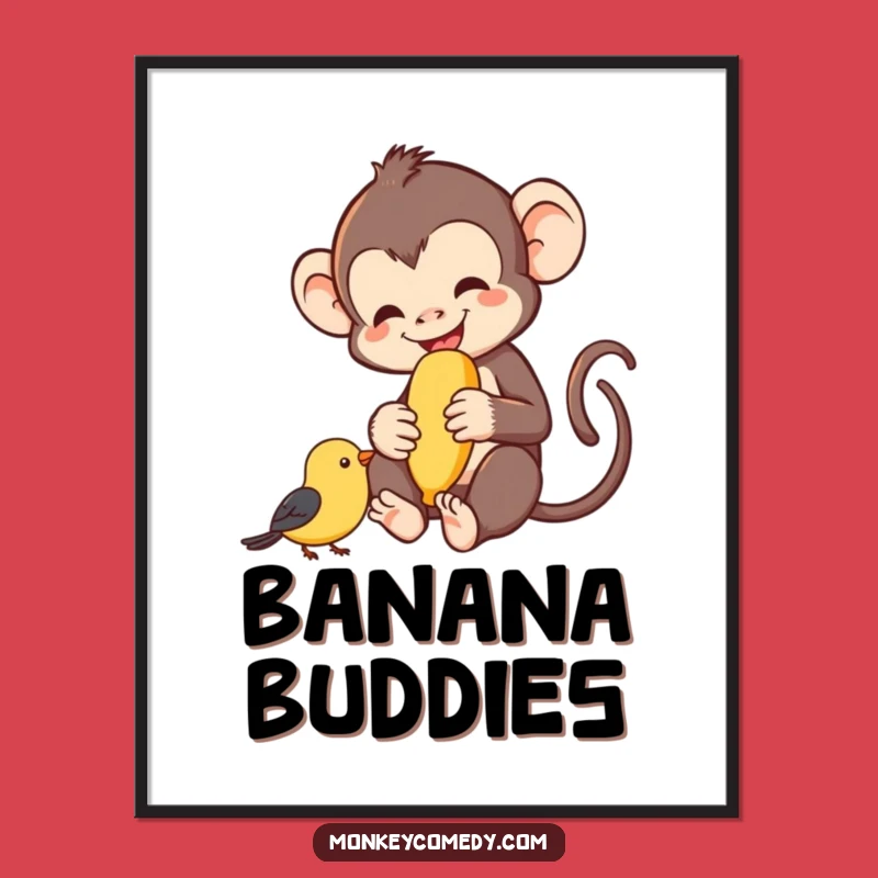 Funny Monkey Banana Bird Digital Art - Happy Decor Funny Gift