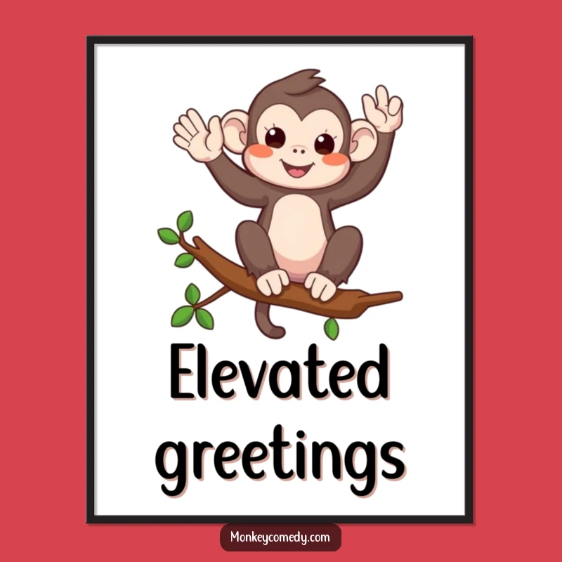 Funny Monkey Waving Digital Art - Instant Primate Cheer Decor