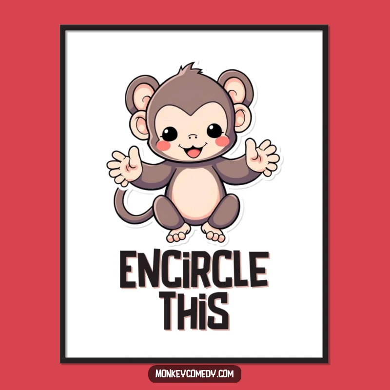 Funny Kawaii Monkey Digital Art: Embrace Joyful Decor Funny Gift