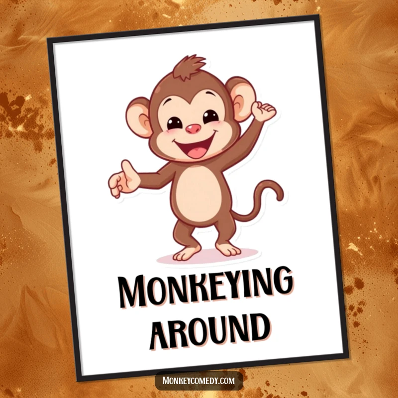 Funny Dancing Monkey Digital Art: An ecstatic monkey dances with abandon, creating a downloadable piece of humorous and uplifting wall decor.