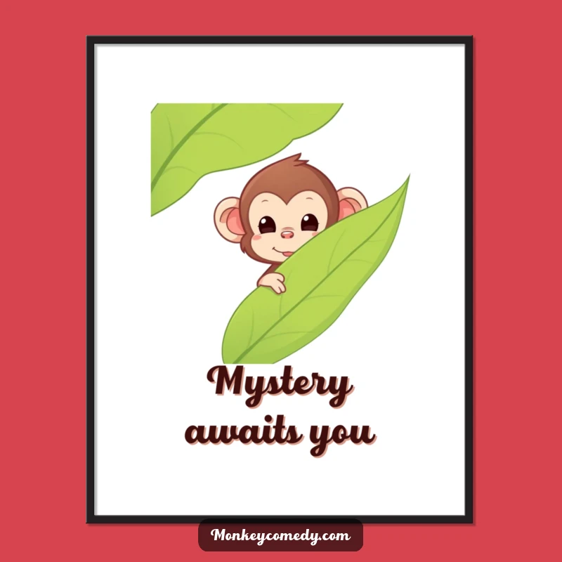 Funny Kawaii Monkey Digital Print - Peek Surprise Art, Instant Quirky Decor