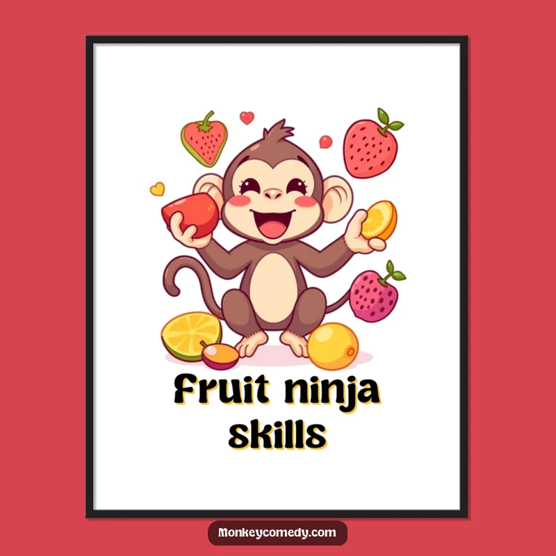 Funny Kawaii Monkey Juggling Digital Art: Instant Playful Art