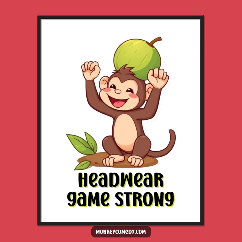 Funny Monkey Coconut Digital Art Print: Instant Charm with This Hilarious Balancer, Perfect Funny Gift