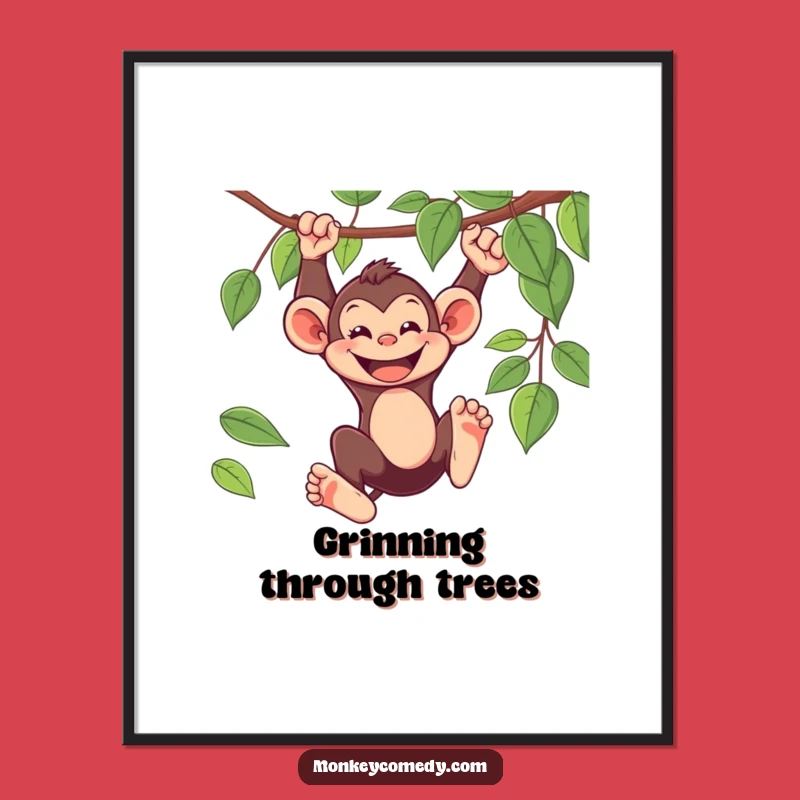 Funny Monkey Digital Art: Swinging Primate Instant Download Gift