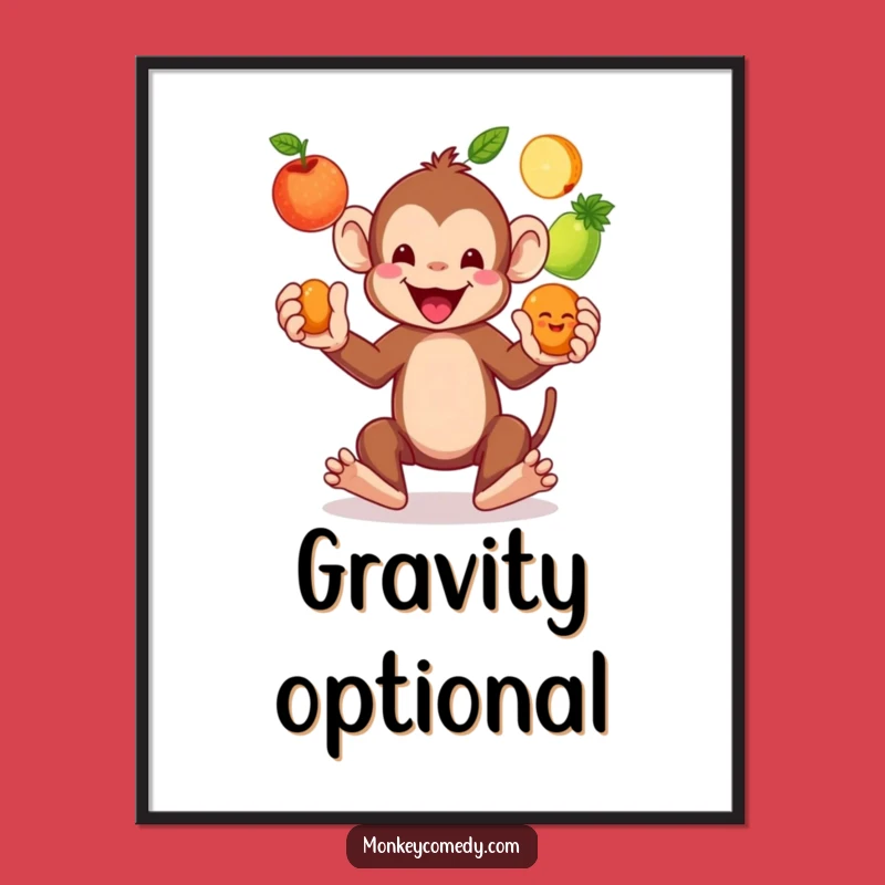 Funny Monkey Juggling Fruits Digital Art - Instant Hilarious Primate Decor