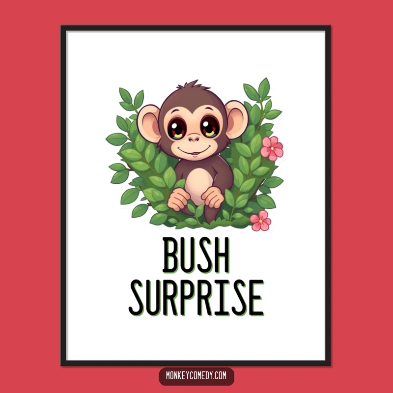 Funny Monkey Surprise Digital Art, Wide Eyes Print, Instant Jungle Humor