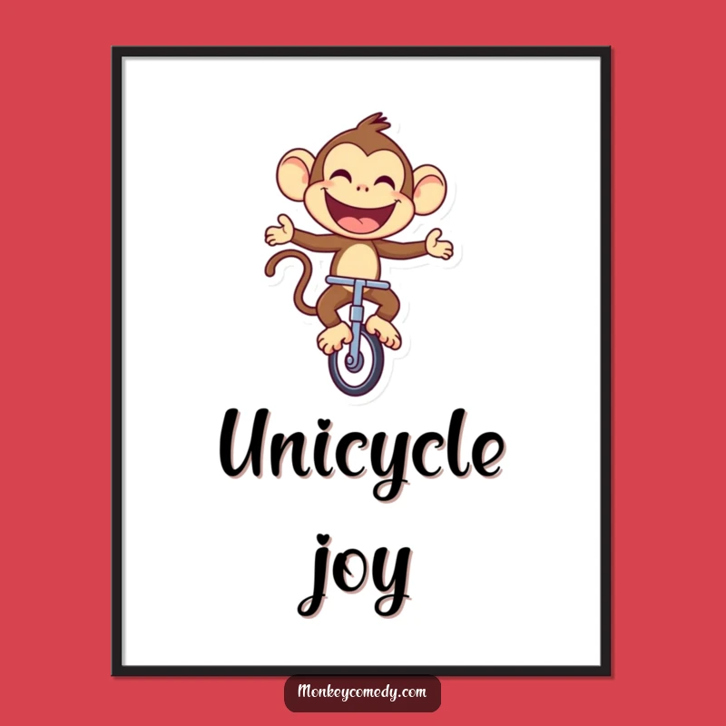 Funny Unicycling Monkey Digital Print: Hilarious Art for a Happy Home